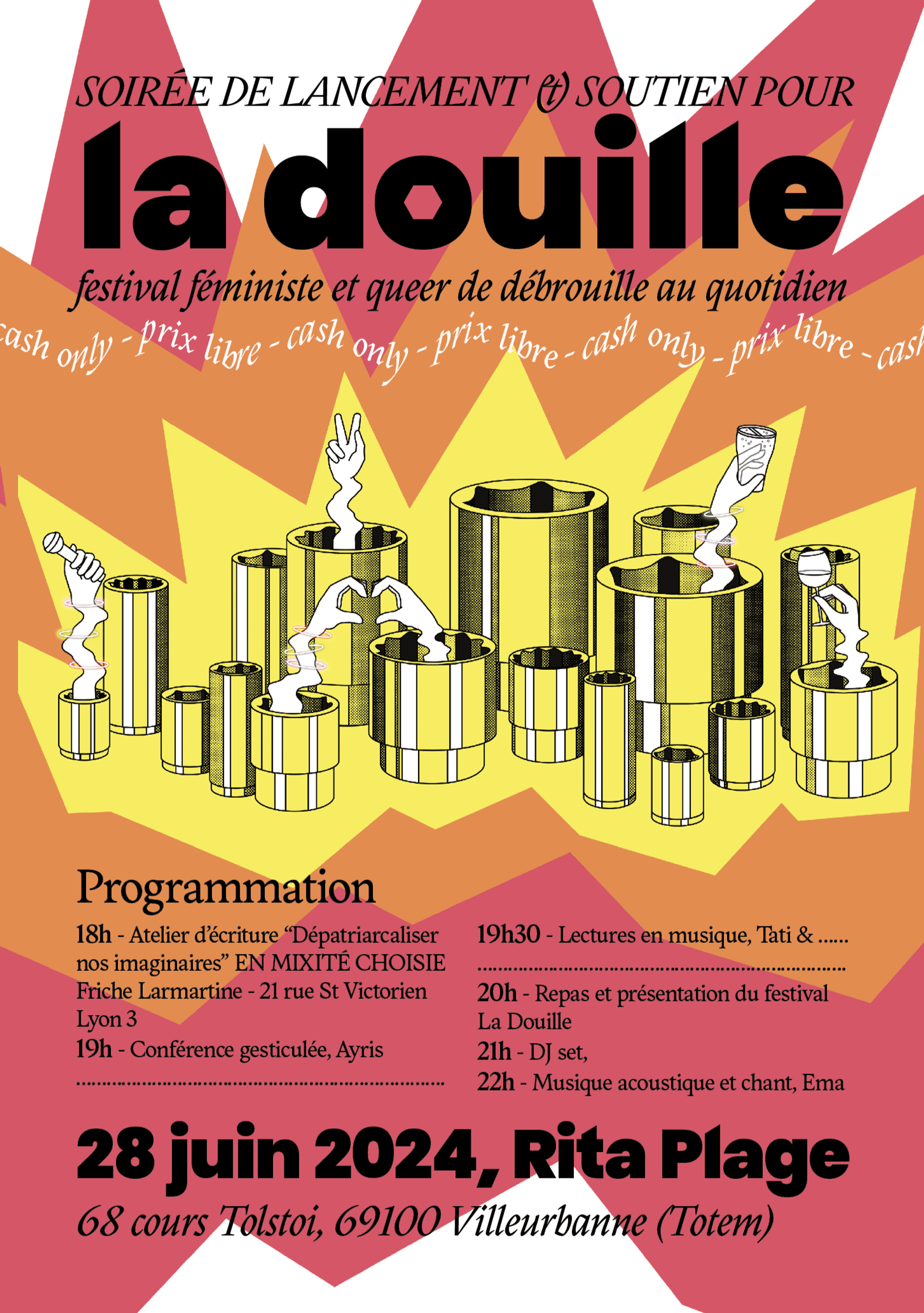 affiche la douille juin 2024, rita plage, villeurbanne